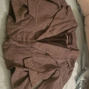 Blazer plaid with light blue accent straps